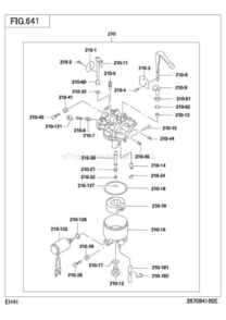 Carburetor Diagram and Parts List for EH410D23040  Subaru Engine