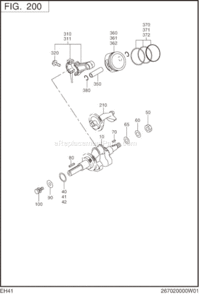 Crankshaft,Piston Gr Diagram and Parts List for EH410D23050  Subaru Engine