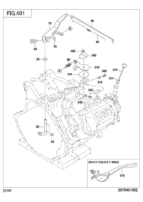 Governor Operation Diagram and Parts List for EH410D23050  Subaru Engine