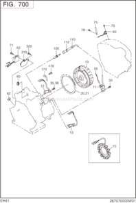 Electric Device Diagram and Parts List for EH410D65180  Subaru Engine