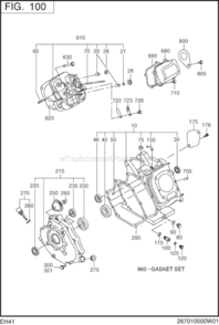 Crank Case Diagram and Parts List for EH410YD2460  Subaru Engine