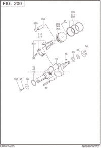 Crank,Piston Group Diagram and Parts List for EH650DA0010  Subaru Engine