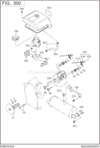 Intake,Exhaust Group Diagram and Parts List for EH650DA2730  Subaru Engine