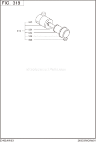 Intake Exhaust Diagram and Parts List for EH650DCR511  Subaru Engine