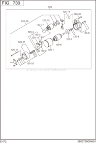 Page K Diagram and Parts List for EH720DS0360  Subaru Engine