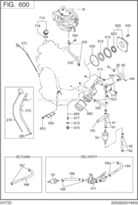 Fuel Lubricant Group Diagram and Parts List for EH722DS2110  Subaru Engine