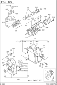 Crank Case Group Diagram and Parts List for EH722DS5150  Subaru Engine