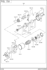 Page K Diagram and Parts List for EH722DS5150  Subaru Engine