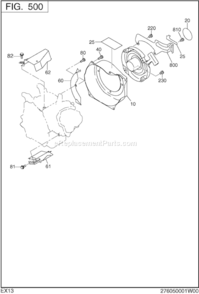 Cooling Starting Diagram and Parts List for EX130D10050  Subaru Engine