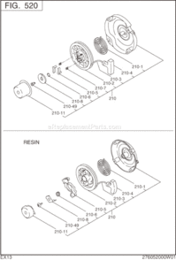 Recoil Starter Diagram and Parts List for EX130D10050  Subaru Engine