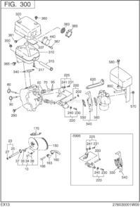 Intake Exhaust Diagram and Parts List for EX130D40020  Subaru Engine