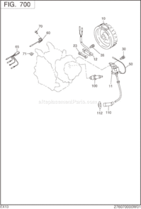 Electric Device Diagram and Parts List for EX130D40030  Subaru Engine