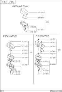 Air Cleaner Diagram and Parts List for EX130D40030  Subaru Engine