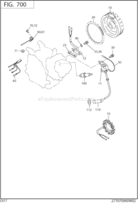 Electric Device Diagram and Parts List for EX170D10070  Subaru Engine