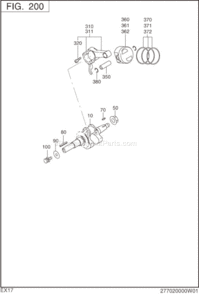 Crankshaft,Piston Diagram and Parts List for EX170D10070  Subaru Engine