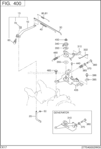 Governor Operation Diagram and Parts List for EX170D10070  Subaru Engine