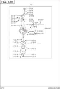 Carburetor Diagram and Parts List for EX170D10070  Subaru Engine