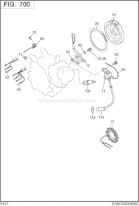 Electric Device Diagram and Parts List for EX210D00050  Subaru Engine