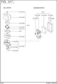 Page D Diagram and Parts List for EX210D20380  Subaru Engine