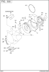 Cooling Starting Diagram and Parts List for EX210D50090  Subaru Engine