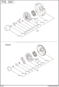 Recoil Starter Diagram and Parts List for EX210D50090  Subaru Engine