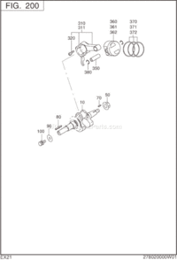 Crankshaft,Piston Diagram and Parts List for EX210D70130  Subaru Engine