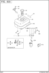 Fuel Lubricant Diagram and Parts List for EX270D40031  Subaru Engine