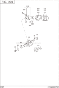 Crankshaft,Piston Diagram and Parts List for EX270DS5270  Subaru Engine
