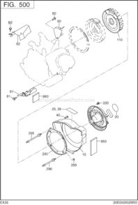 Cooling,Starting Diagram and Parts List for EX350D00030  Subaru Engine