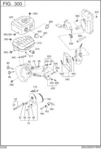 Intake,Exhaust Diagram and Parts List for EX350DS0030  Subaru Engine