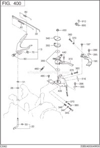 Governor Operation Diagram and Parts List for EX400D52080  Subaru Engine