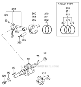 Crankshaft_Piston Diagram and Parts List for EX400DE5011  Subaru Engine