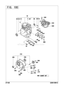 Crankcase Group Diagram and Parts List for EY150DD0210  Subaru Engine