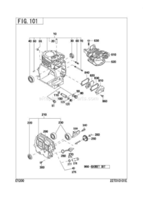 Crankcase Group Diagram and Parts List for EY200BS0000  Subaru Engine