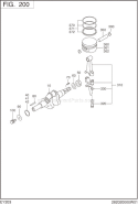 Crankshaft,Piston Diagram and Parts List for EY203D34500  Subaru Engine