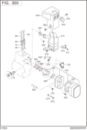 Intake Exhaust Diagram and Parts List for EY203D34500  Subaru Engine