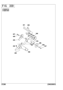 Muffler Diagram and Parts List for EY280B73601  Subaru Engine