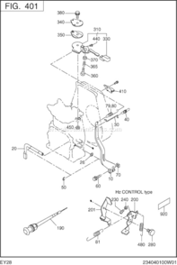 Governor,Operation Diagram and Parts List for EY280B73701  Subaru Engine