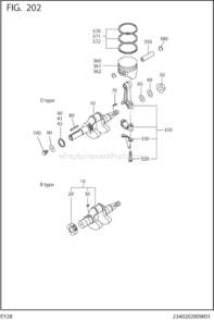 Crankshaft,Piston Diagram and Parts List for EY280DS7510  Subaru Engine