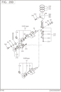 Crankshaft,Piston Diagram and Parts List for EY400BB7700  Subaru Engine