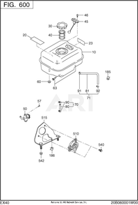 600 Fuel And Lubricant Diagram and Parts List for EX400DM5030  Subaru Engine