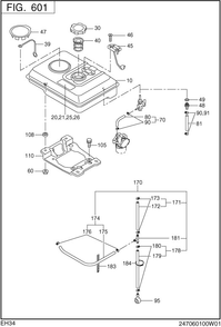 Fuel,lubricant Diagram and Parts List for EH340B70310 EH340 Subaru Engine
