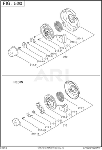 520 Cooling And Starting Diagram and Parts List for EX130D00026  Subaru Engine