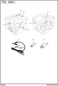 Accessories Label Diagram and Parts List for RGM78016500 RGX7800E Subaru Generator