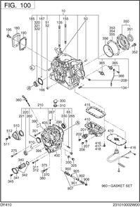 Crankcase Diagram and Parts List for DY410YD2600 DY410 Subaru Engine