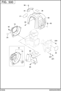 Cooling,starting Diagram and Parts List for EH035VA1202 EH035 Subaru Engine