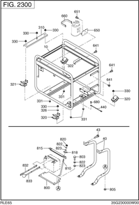 Pipe Frame Diagram and Parts List for RLE65053500 RGX6500E Subaru Generator