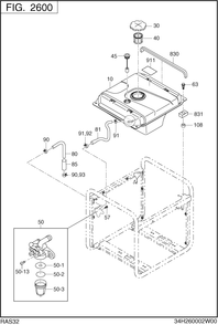 Fuel Tank Diagram and Parts List for RAS32016511 RG3200iSE Subaru Generator