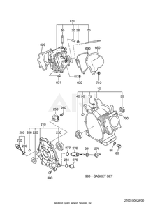 100 Crankcase Diagram and Parts List for EX130DE5010  Subaru Engine