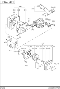 Intake,exhaust Group Diagram and Parts List for DY272DD7060 DY272 Subaru Engine